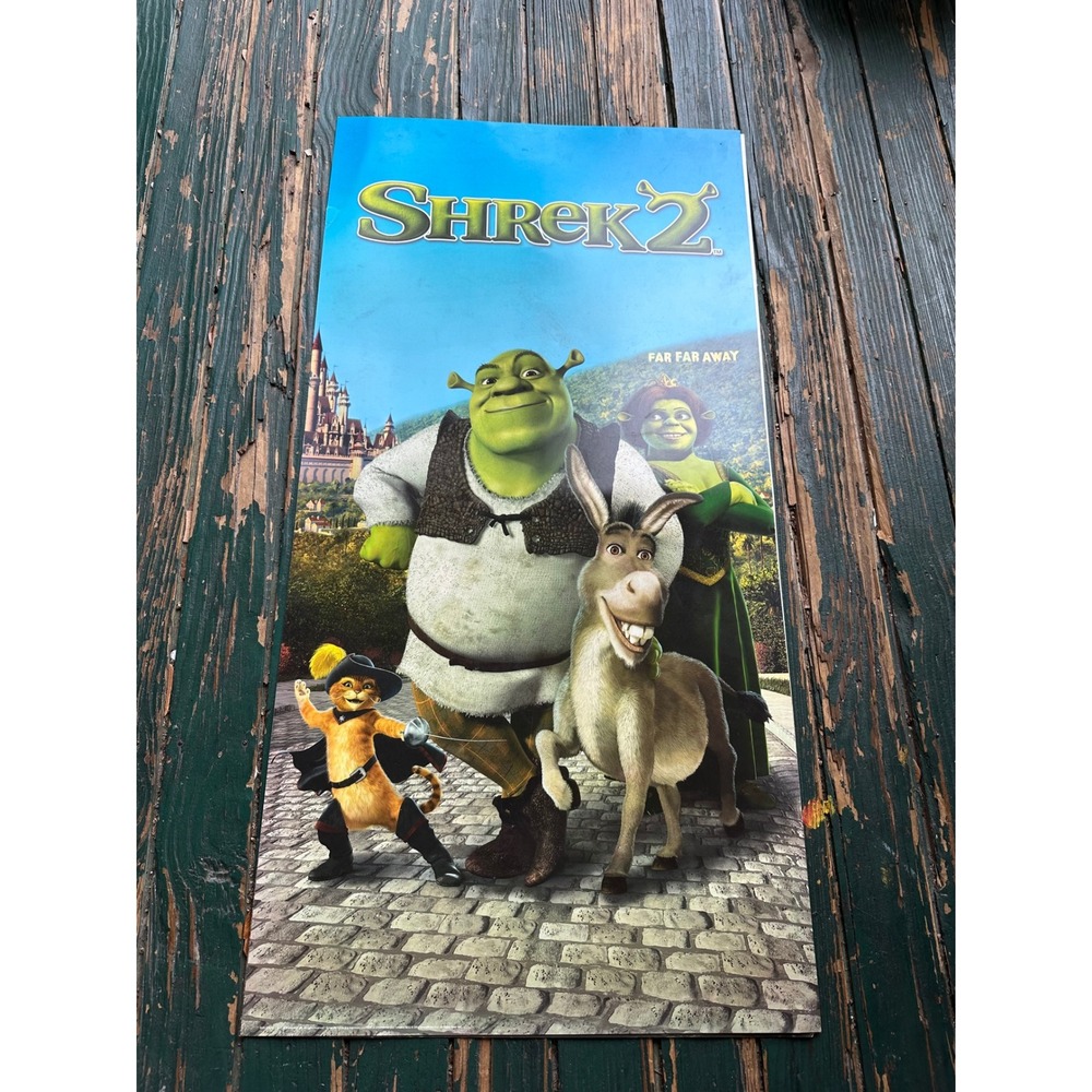 Vintage Shrek 2 Movie Poster 2004 DreamWorks Animation 18x39 Far Far Away Promo